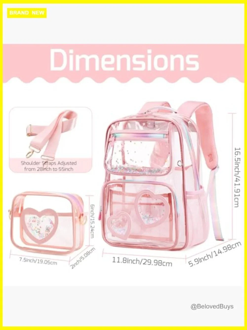 Clear Backpack for Girls, Heavy Duty See Through Daypack, Stadium Approved